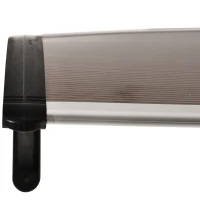 Outsunny Curved Window Door Canopy Aluminium Rigid Plastic Polycarbonate Fixed Outdoor Awning Modern Design UV Water Rain Resist 100 x 75cm Brown(m-11)