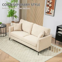 HOMCOM Sofa 2-osobowe, tapicerka lniana, metalowe nogi, poduszki(m-6)