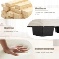 Oversized Cloud Sofa with Ergonomic High-Resilience Foam & 2 Lumbar Cushions, Modular Couch for 2 People, 224L x 81W x 81H cm, Beige(m-8)