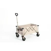 Faltbarer Bollerwagen, für Camping, Einkaufen, 77 x 48 x 45 cm, Beige(m-1)