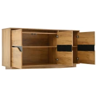 Modern Storage Cabinet with Soft-Close Hinges & Adjustable Shelves, Multifunctional Sideboard for Living Areas, 140L x 40W x 70H cm, Wood(m-14)