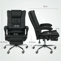 Vinsetto Vibration Massage Office Chair with Heat, Microfibre Computer Chair with Footrest, Armrest, Reclining Back, Charcoal Grey(m-3)