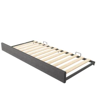 Upholstered Daybed with Pull-Out Trundle & Removable Front Rail, Space-Saving Sofa Bed for Compact Flats, 197L x 99W x 70H cm, Grey(m-10)
