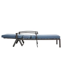 Lounge-Patio-Stuhl mit verstellbarer Rückenlehne, 204x58x100/30 cm, Blau(m-8)