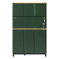 Farmhouse Style Sideboard with Spacious Shelves and Drawers, Versatile Storage Cabinet with Drink Holders, 104L x 40W x 180H cm, Green(m-10)
