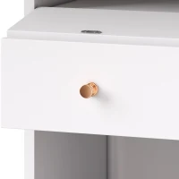 Extendable Dining Table with Telescopic 2-Sided Extension, Space-Saving Table for 4-6 People, 110-140L x 80W x 75H cm, White(m-9)