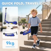 HOMCOM Folding Electric Kids Scooter Ride on Age 7-14, Blue(m-5)