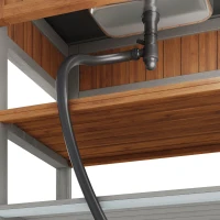 Weatherproof Garden Cabinet with Large Work Surface, Outdoor Kitchen Sideboard with Adjustable Shelves, 80L x 51W x 148.5H cm, Natural(m-9)