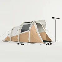Outsunny Inflatable Camping Tent w/ Air Pump, Easy Setup 2-3 Person Blow Up Tent, Khaki(m-3)