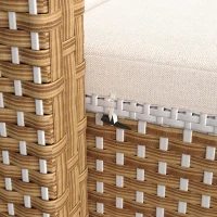 Outdoor Wicker Double Chaise Lounge with Openable Adjustable Canopy, Modern Garden Furniture Set for Patio, 160L x 192W x 137H cm, Beige(m-11)