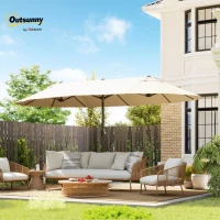 Outsunny 4.6m Double Garden Parasol - Beige(m-10)