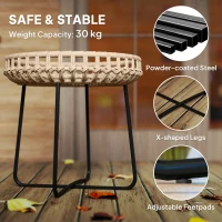 Zestaw 2 stolików bocznych Polyrattan Ø60/41 cm, wodoodporne(m-6)