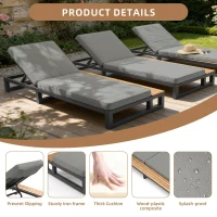 Outdoor Patio Daybed with 4-Position Adjustable Backrest, Multifunctional Waterproof Sofa Bed for Terraces, 184L x 79.5W x 73H cm, Gray(m-5)