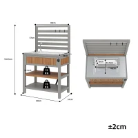 Weatherproof Garden Cabinet with Large Work Surface, Outdoor Kitchen Sideboard with Adjustable Shelves, 80L x 51W x 148.5H cm, Natural(m-3)