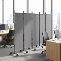 Outsunny Kamerscherm 5-delig 252 x 40 cm Vrijstaand Paravent met 12 Wielen Opvouwbaar DIY Donkergrijs(m-9)