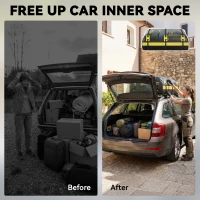 Outsunny Car Roof Bag, 21 Cubic Feet Waterproof Soft Car Roof Box Roofing Cargo Carrier w/ Reflective Arrows, Door Hooks, Yellow(m-4)