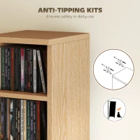HOMCOM Lot de 2 étagères colonnes armoire de rangement CD-DVD 12 compartiments 21 x 22,5 x 88,5 cm capacité 204 CD bois naturel(m-7)