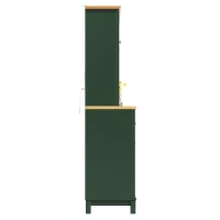 Farmhouse Style Sideboard with Spacious Shelves and Drawers, Versatile Storage Cabinet with Drink Holders, 104L x 40W x 180H cm, Green(m-11)