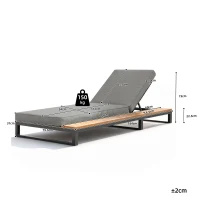 Outdoor Daybed Sun Lounger with 4-Position Adjustable Backrest, Waterproof Sofa Bed for Garden or Poolside, 184L x 79.5W x 73H cm, Gray(m-3)