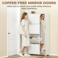 HOMCOM Scarpiera con Specchio, 4 Cassetti Ribalta, Scarpiera Ingresso, Bianco(m-4)