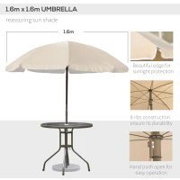 Outsunny Garden Patio Texteline Folding Chairs Plus Table and Parasol Furniture Bistro Set 6 Pieces - Beige(m-20)