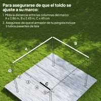 Outsunny Techo de Repuesto Retráctil 3x2,5 m para Marco de 2,85x2 m Toldo de Tela Solo para Cenador Jardín con 8 Orificios Crema(m-4)