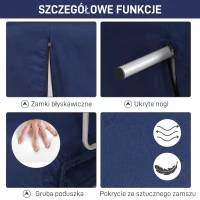 HOMCOM Sofa do Spania, 5-stopniowa Regulacja, Imitacja Zamszu, Rama Metalowa, w zestawie Poduszki, Granatowa(m-6)
