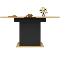 Telescopic Dining Table with 2 Pull-Out Drawers & Integrated Cabinet, Extendable Kichen Table for 4-6 people, 110-140L x 80W x 76H cm, Black(m-10)