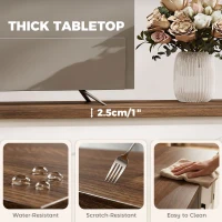 HOMCOM TV Stand for TVs up to 42 Inch, Farmhouse Entertainment Center with 2 Open Shelves, 2 Cabinets and Thick Top(m-7)