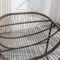 Schaukel-Eiersessel mit dickem Sitzkissen, Indoor & Outdoor Comfy Rocker Chair, 111x94.5x80 cm, Hellgrau(m-9)