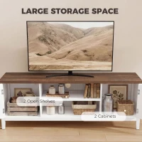 HOMCOM TV Stand for TVs up to 42 Inch, Farmhouse Entertainment Center with 2 Open Shelves, 2 Cabinets and Thick Top(m-5)
