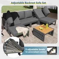 Outdoor Garden Furniture Set with High-Density Foam Cushions, Durable Garden Sofa Set with Plastic Weave, 240L x 118W x 83H cm, Gray(m-4)