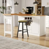 Extendable Bar Table with Smart Pull-Out System, Multifunctional Sideboard with Adjustable Compartments, 120-180L x 40W x 76H cm, White(m-9)