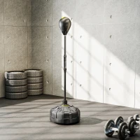 SPORTNOW Punching Ball de Podea cu Bază Reumplută și Ventuze, Înălțime Reglabilă 145-180 cm, Negru(m-9)