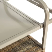 Outdoor-Barwagen mit Eisbehälter, abschließbare Rollen, für Garten, Poolbereich und Hinterhof, 131x50x91 cm, Beige(m-11)