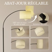 HOMCOM Lampadaire avec télécommande abat-jour réglable 11 température de couleurs et 11 niveaux de luminosité minuterie noir(m-8)