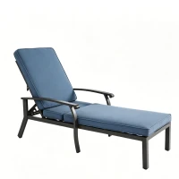 Lounge-Patio-Stuhl mit verstellbarer Rückenlehne, 204x58x100/30 cm, Blau(m-1)