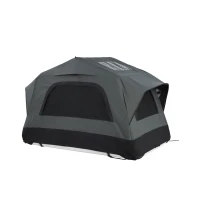 Aufblasbares Camping-Dachzelt fürs Auto/SUV, Platz für 2 Erwachsene + 1 Kind, 220x145x140 cm, Schwarz+Grau(m-1)
