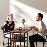 HOMCOM Table de bar mange-debout avec 3 étagères de rangement et cadre en acier, 90 x 50 x 90,5 cm, brun rustique, noir(m-9)