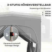 Outsunny 3 x 3 m Pavillon, Pop-up Gartenzelt mit Seitenwänden und Tragetasche, UPF50+, höhenverstellbar, Sand(m-5)