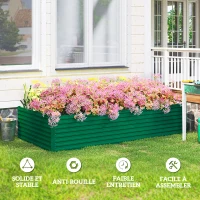 Outsunny Jardinière surélevée galvanisée rectangulaire pour l'extérieur - fond ouvert - 240 x 120 x 60cm, vert(m-5)