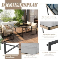 5-Piece Garden Dining Set with Hand-Woven Rope Chairs, Modern Garden Furniture Set for Balcony, 110L x 110W x 74H cm, Beige+Black(m-4)