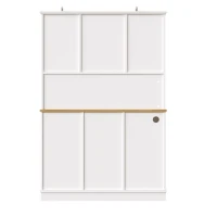 Tall Kitchen Cabinet with Integrated USB Ports & Ergonomic Worktop, Stylish Sideboard with Adjustable Shelves, 118L x 39.5W x 180H cm, White(m-13)