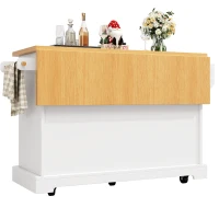 Mobile Kitchen Island with 2 Doors, 6 Drawers and Wood-Effect Worktop, Rolling Cart for Compact Dining Areas, 120L x 45W x 91H cm, White(m-12)