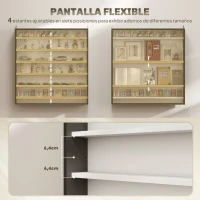 HOMCOM Vitrina de Pared de Madera con Estantes Ajustables y 2 Puertas Correderas de Cristal 80x9,5x83 cm Negro(m-4)