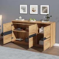 Modern Storage Cabinet with Soft-Close Hinges & Adjustable Shelves, Multifunctional Sideboard for Living Areas, 140L x 40W x 70H cm, Wood(m-7)