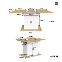 Extendable Dining Table with Leaf and Built-In Storage Shelves, Versatile Centrepiece for Open-Plan Areas, 110-140L x 70W x 76H cm, Wood(m-3)