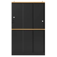 Tall Display Cabinet with USB-Powered App-Controlled LED Lighting, Modern Sideboard for Kitchen, Living Areas, 104L x 40W x 180H cm, Black(m-11)