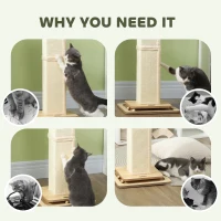 PawHut 3 in 1 Cat Scratching Post, 87cm Cat Scratcher w/ Track Ball Toy, Oak(m-6)