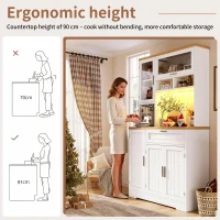 Tall Display Cabinet with 3-Door Storage and Large Worktop, Versatile Sideboard for Kitchen and Living Area, 104L x 40W x 180H cm, White(m-4)